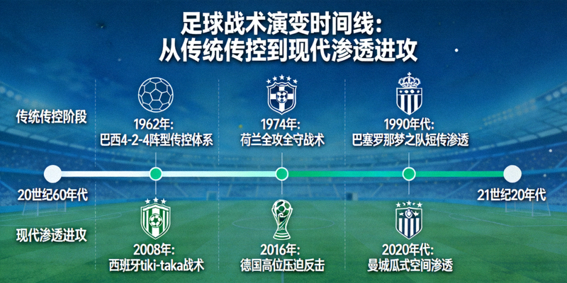 足球战术演变时间线，从传统传控到现代渗透进攻的里程碑事件